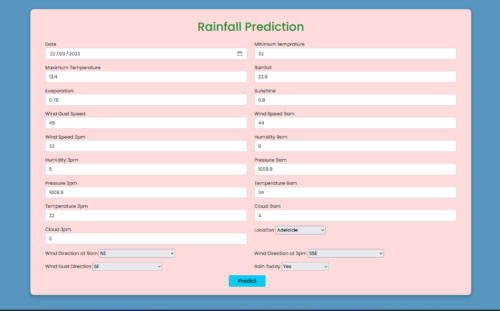 Rainfall Prediction using LogisticRegression Flask Web App