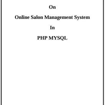 Salon Management System in Php Mysql Project Report