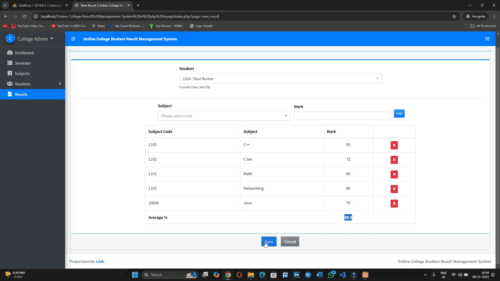 Online College Result Management System