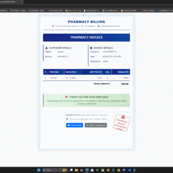 Pharmacy Management and Billing System in PHP MySQL